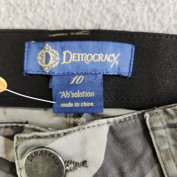 Democracy Ab Technology Pants Womens 10 Gray Camo Tapered Slimming Comfort - Picture 9 of 16